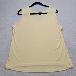 Citiknits Womens 1X Sleeveless Tank Top Yellow Stretch Casual Plus Size